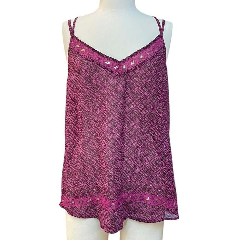Wet Seal Y2K Pink Black Mesh Cami Top Size L